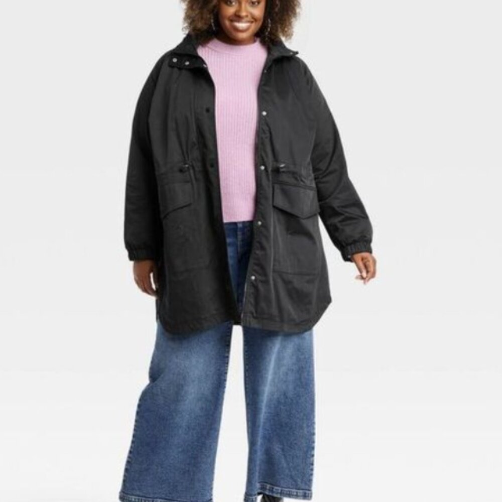 NWT Ava & Viv - Women's Rain Jacket - Ava & Viv Black 1X Black